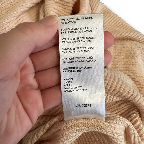 We The Free Free People Women’s Small Blush Pink Ribbed Mock Neck Pullover Top - Picture 6 of 8